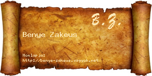 Benye Zakeus névjegykártya